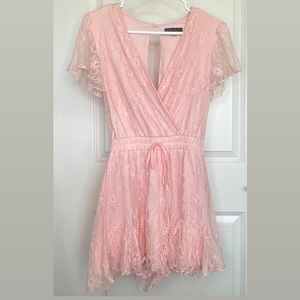 A floral pink romper